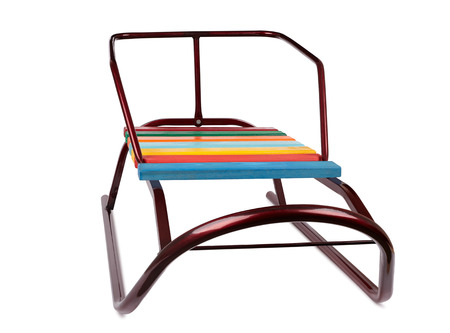 sled to ride on snow, isolated on white. close-upの写真素材