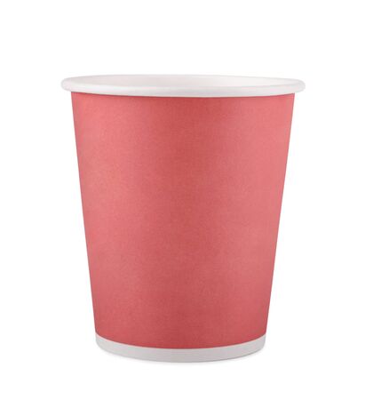 paper cup for drinks, disposable tableware isolated on whiteの写真素材
