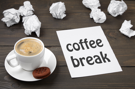 fatigue concept, out of ideas, you need to take a break for coffeeの写真素材