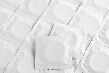 many condoms detailed top view, contraception productionの写真素材