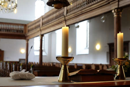 catholic church from the inside. A church is decorated for a wedding