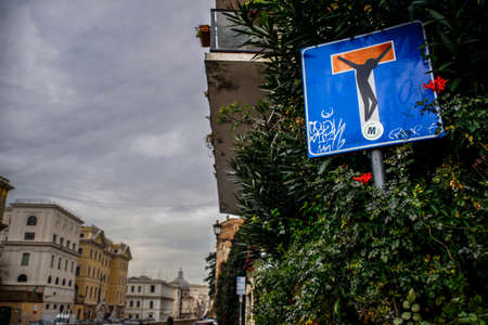 dead end with jesus silhouetteの写真素材