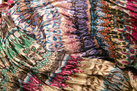 Still life of colorful scarves, draped on table, isolated neckerchief, Women Accessories