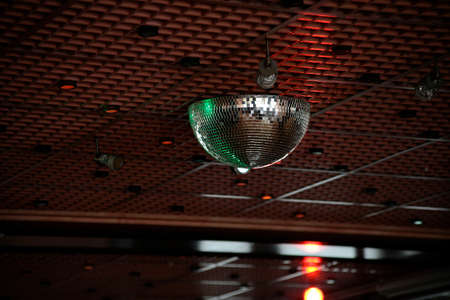 Discoball on a ceiling in a disco