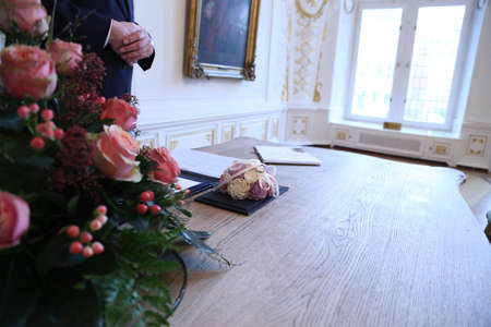 Bouquet for a wedding. Beautifully decorated bouquetの写真素材
