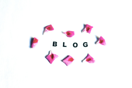Word blog written in black letters on neutral backgroundの写真素材