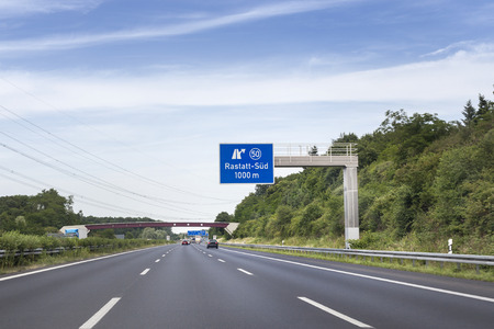 German highway, road sign - low-angle view