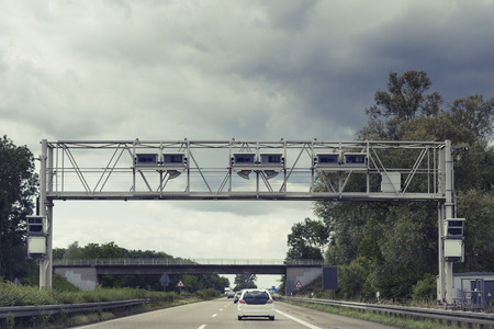 Truck toll system, german highway - control gantryの写真素材