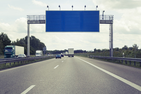 German highway, empty road sign - copy space