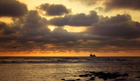North Sea, sunset - dramatic and moody skyの写真素材