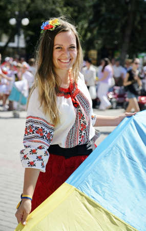 Ukrainian girl in a national suitのeditorial素材