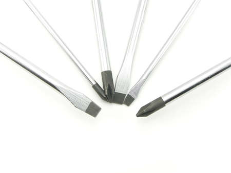Set of screw-drivers on a white backgroundの写真素材