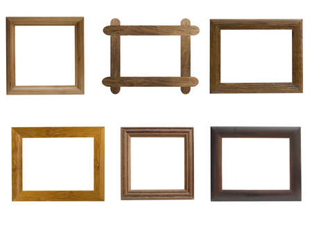 Frames from natural wood on a white background