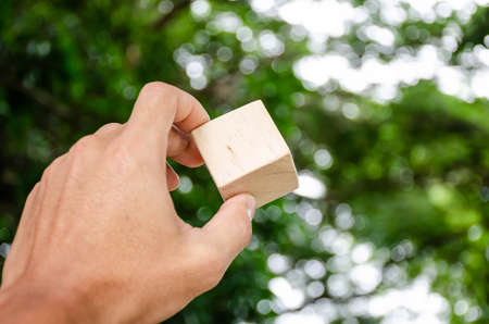 square wooden block made from the flesh of the trees in the fertile forestの写真素材
