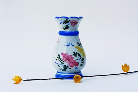 paper flowers and a vase.