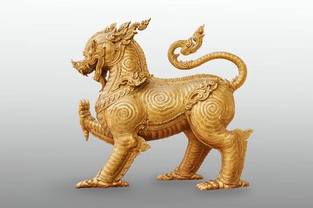 Isolation golden singha on white background at Nongkhai, Thailandの写真素材
