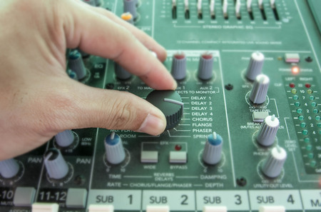 music mixer in studio closeup
