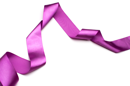 purple satin ribbon isolated on white backgrounの写真素材