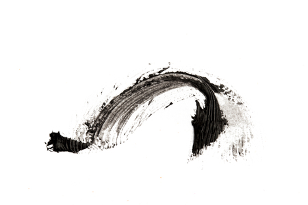 make-up cosmetic mascara brush stroke texture design isolated on whiteの写真素材