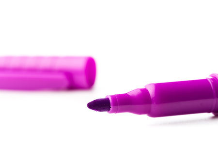 violet felt-tip pen isolated on white background, close upの写真素材