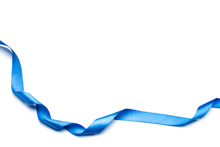 blue ribbon isolated on whiteの写真素材