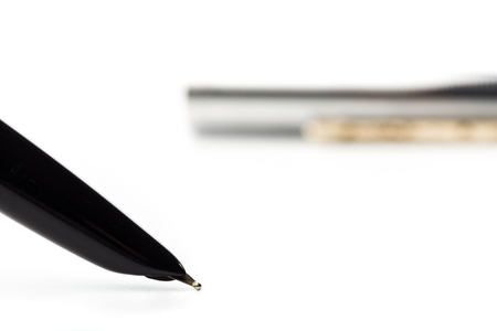vintage fountain pen on white, close upの写真素材