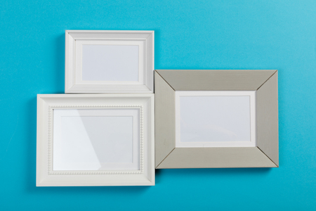 frames on blue backgroundの写真素材