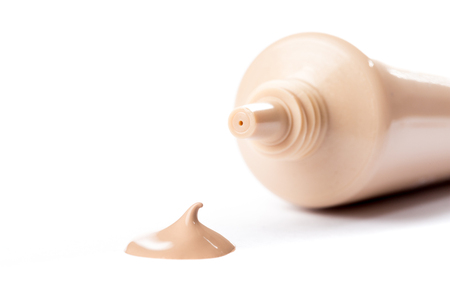 Liquid makeup foundation cream isolated on white backgroundの写真素材