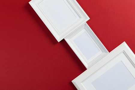 frames on red backgroundの写真素材