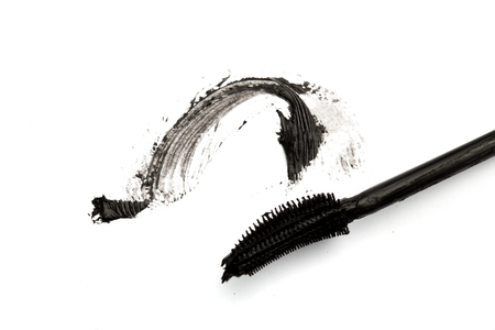 make-up cosmetic mascara brush stroke texture design isolated on whiteの写真素材