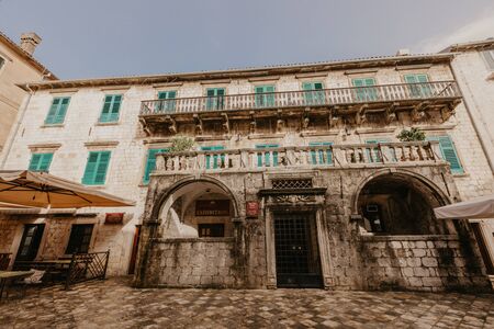 KOTOR, MONTENEGRO - november 30, 2018: The Pima palace is seen at the Trg od Brasna square (Flour square) Montenegro. - Imageのeditorial素材