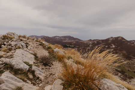 Panoramic view of the highest peaks of the Lovcen mountain national park in southwestern Montenegro. - Imageの写真素材