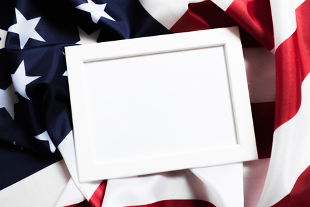 frame on American flag background - Imageの写真素材