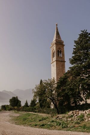 Beautiful mediterranean landscape - town Perast, Kotor bay (Boka Kotorska), Montenegro.の写真素材