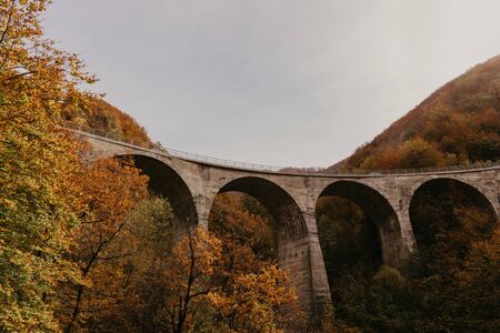 Montenegro, old bridge, autumnの写真素材