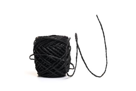 Hemp rope roll isolated on white background. -Image