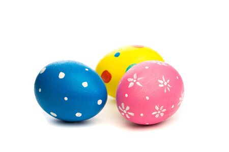 easter eggs isolated on white backgroundの写真素材