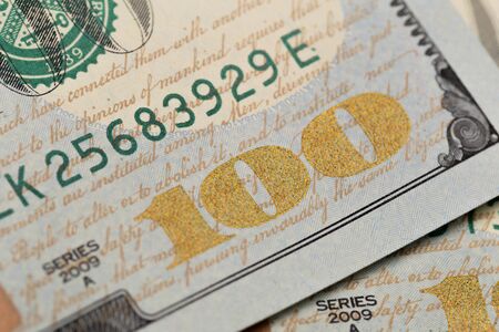 US hundred  Dollar elements , super macro, close up photo