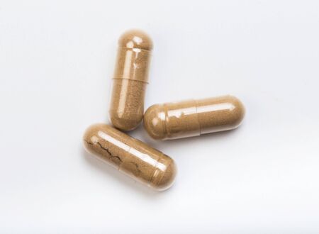 set of herbal  capsules on a white background - Imageの写真素材