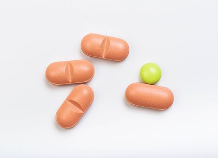 set of multi-colored tablets  on a white background - Imageの写真素材