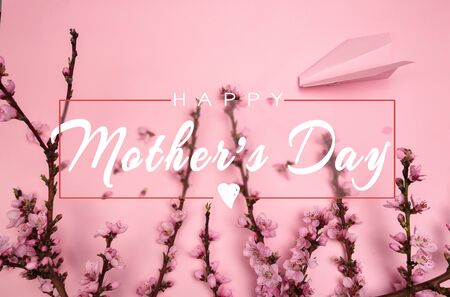 Happy mother's day lettering with a beautiful blossom flower - Imageの写真素材