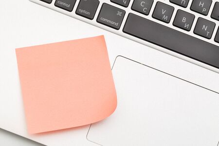 Sticky note on laptop with copy space. For all concept - Image