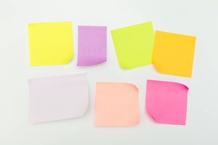set of colour  paper stick note on a white background - Imageの写真素材