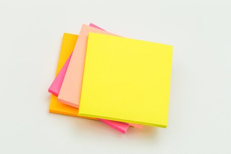 set of colour  paper stick note on a white background - Imageの写真素材