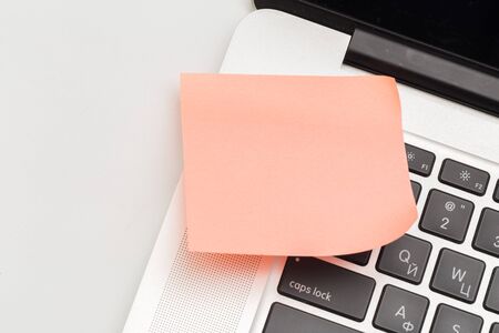 Sticky note on laptop with copy space. For all concept - Image