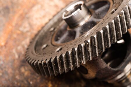 Various car parts and accessories, on metal  background differential