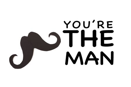 Happy Father's day background or card. black sign of mustache  empty copy space for inscription. - Imageの写真素材