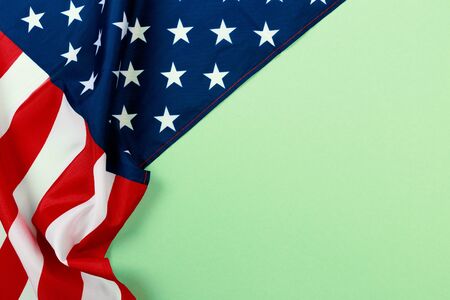American flag on green  background  top view - Imageの写真素材