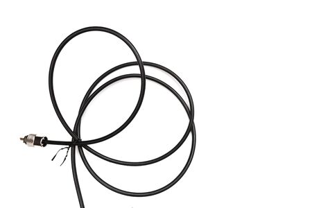 Black power cable socket isolated on white background -  Image