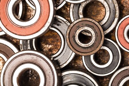 Various car parts and accessories, on metal  background bearingsの写真素材
